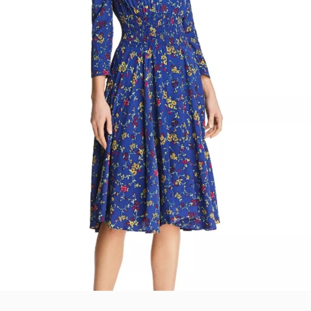 Floral Maje Rayelle Blue Midi Dress